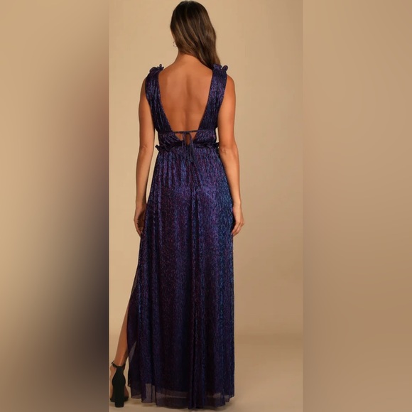 Lulu’s Spotlight on You Blue and Pink Metallic Maxi Dress - Picture 2 of 2